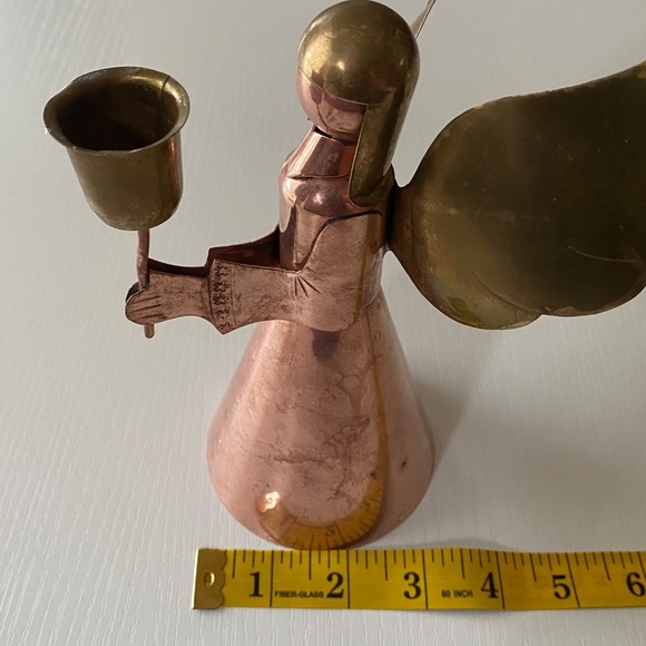 Vintage Golden Brass and Copper Angel Candle Holder O/S - Picture 12 of 14